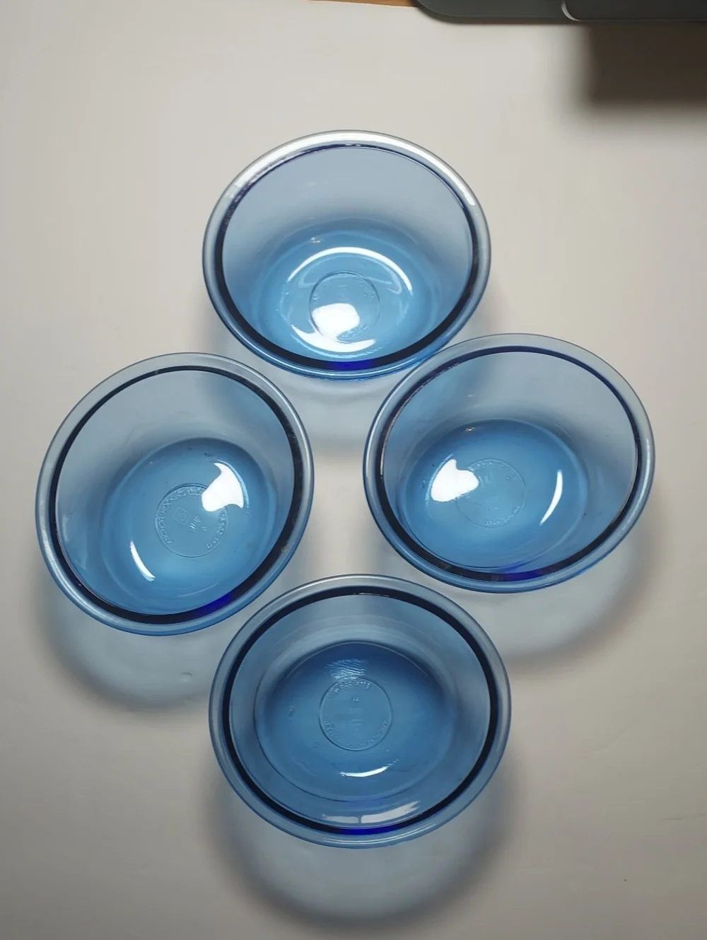 Vintage Anchor Hocking Blue Custard Bowls Ramekin Dishes 10 Oz.